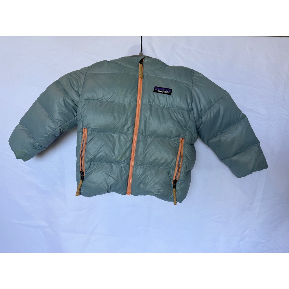 Patagonia Kids Hi-Loft Down winter Blue Orange Puffer Jacket 2T